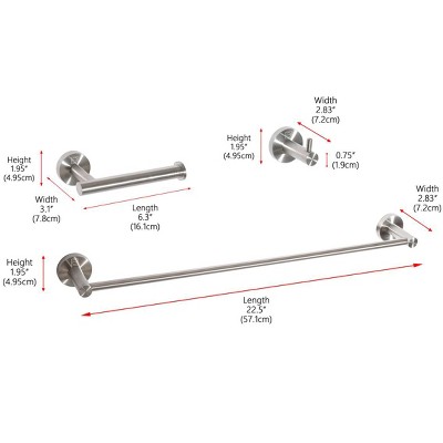 Freya Brushed Nickel 3-Piece Bathroom Hardware Set