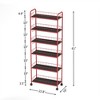 6 Tier Slim Rolling Storage Cart, Metal Mobile Shelving Unit, Lockable Utility Cart with Basket for Kitchen Bathroom Laundry Narrow Places - image 4 of 4