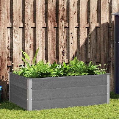 vidaXL Garden Raised Bed Grey Wood-plastic composite, Aluminum