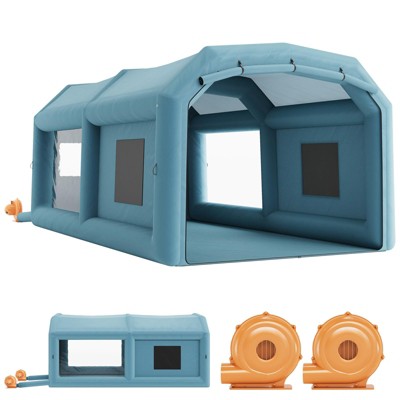 Inflatable Paint Booth, 26x15x11 ft Inflatable Spray Booth Tent Portable Spray Shelter for Car Motorcycle Garage Furniture Parts DIY Painting