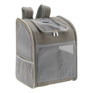 Unique Bargains Pet Backpack Transport Box for Cats and Small Dogs 13.39"x9.84"x16.54" Khaki - 1 of 4