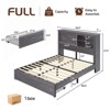 AMERLIFE 47.2" H Bed Frame with Bookcase Headboard, Charging Station, 2 Drawers - 2 of 4
