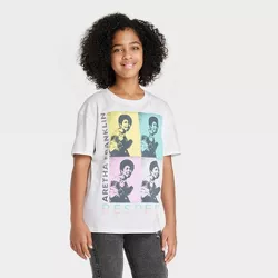 Girls' Oversized Aretha Franklin Short Sleeve Graphic T-Shirt - art class™ White