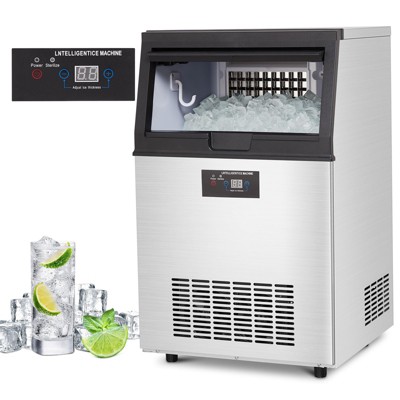 Commercial Ice Maker 110LBS/24H, Under Counter Ice Maker Machine w/ 30LBS Ice Bin, 40 Ice Cubes/Cycle, Self Clean