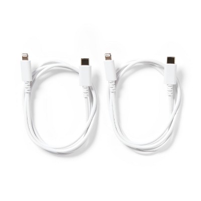 3&#39; Lightning to USB-C 2pk Charging Cable - dealworthy&#8482; White