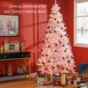 TopComfy Christmas Tree Stand 7.5ft Prelit Douglas Fir Artificial Tree with Realistic Branches, Pink, 47.3"*47.3"*88.5" - 2 of 4