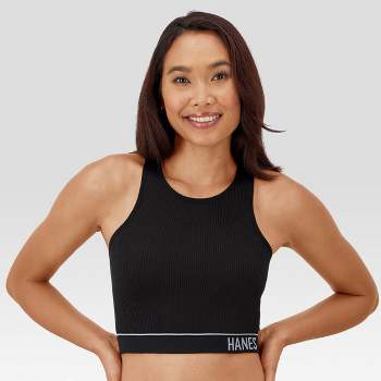 Hanes Ultimate Women's Ultimate Contrast Strap Wirefree Bra DHHU47, Grey  Heather/Black, Large at  Women's Clothing store