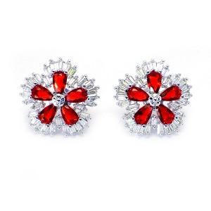 Camran Blue or Red Stud Earrings Cubic Zirconia Ginger Lyne Collection - 1 of 4