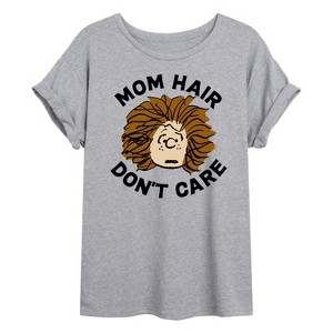 Women's - Peanuts - Mom Hair Dont Care Oversized Graphic T-Shirt - 1 of 4