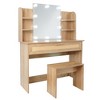 NicBex Vanity Desk with Mirror Vanity with Large Mirror, Modern Wood Cosmetic Table Set with 6 Open Shelves and 1 Stool for Bedroom - 3 of 4