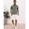 INSPIRE CHIC Men's Striped Knitted Summer Short Sleeves Button Down Jacquard Polo Shirts - 2 of 4