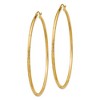 Black Bow Jewelry 2mm x 60mm 14k Yellow Gold Satin & Diamond-Cut Round Hoop Earrings - 2 of 4