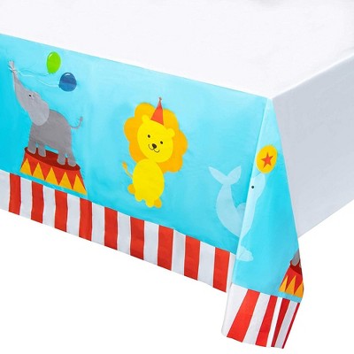 Juvale 3-Pack Circus Disposable Plastic Tablecloth Table Cover 54"x108" Kids Party Supplies, 4.5x9 Feet