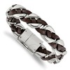 Chisel Stainless Steel Polished Brown Braided Leather 8.5" Bracelet - 2 of 2