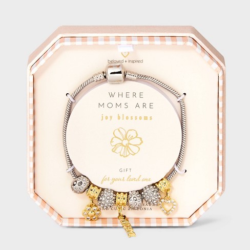 Beloved Inspired 14k Gold Dipped And Silver Plated Two Tone mom Charm Bracelet Gold silver Target