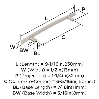 Satin Nickel 6-5/16 inch Brushed Cabinet Bar Pull