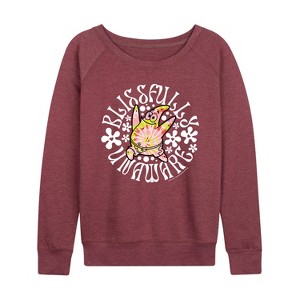 Women's - SpongeBob SquarePants - Blissfully Unaware Lightweight French Terry Wide Neck Long Sleeve Shirt - 1 of 4