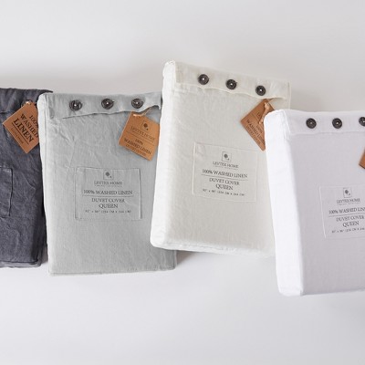 Natural Linen Queen Duvet Cover Set