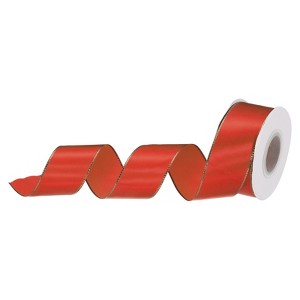 Unique Bargains Double Face Wide Satin Ribbon with Gold Edges for Wedding Bouquet - 1 of 4