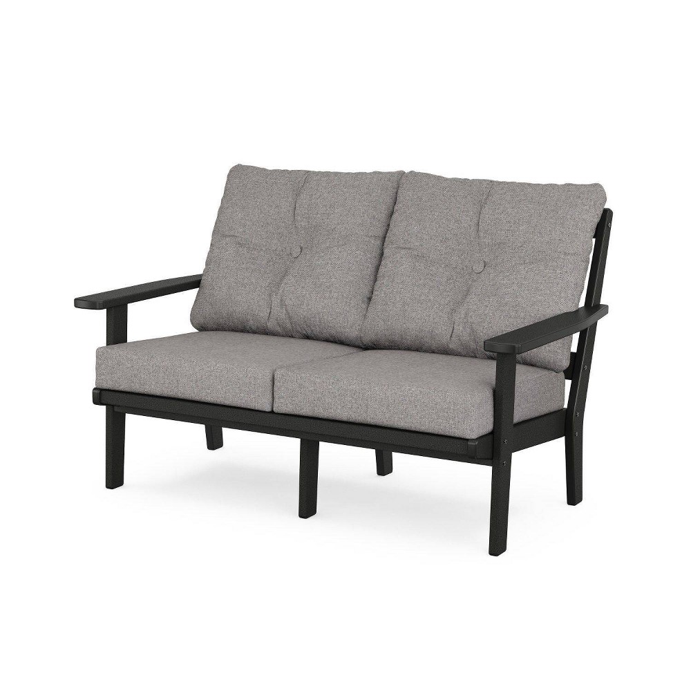 Photos - Sofa POLYWOOD Prairie Deep Seating Outdoor Patio Loveseat Black/Gray Mist: Weat