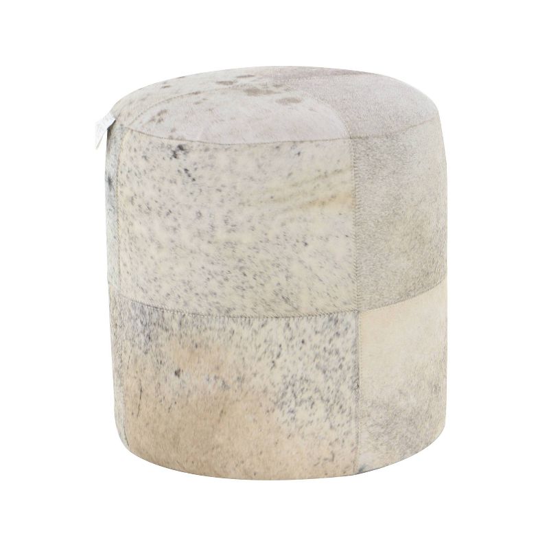 Contemporary Round Cowhide Leather Stool Ottoman - Olivia & May, 4 of 31