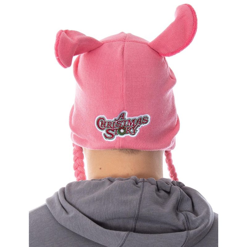 A Christmas Story Adult Deranged Easter Bunny Costume Laplander Beanie Cap Hat Pink, 4 of 7