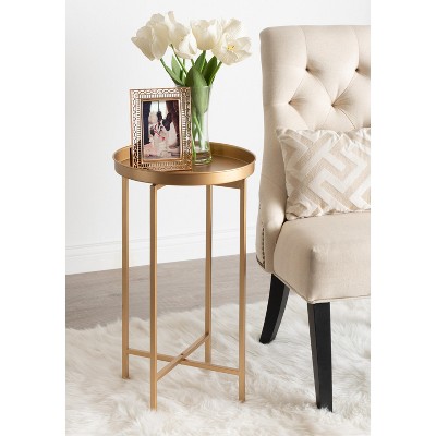 Gold Metal Foldable Tray Accent Table