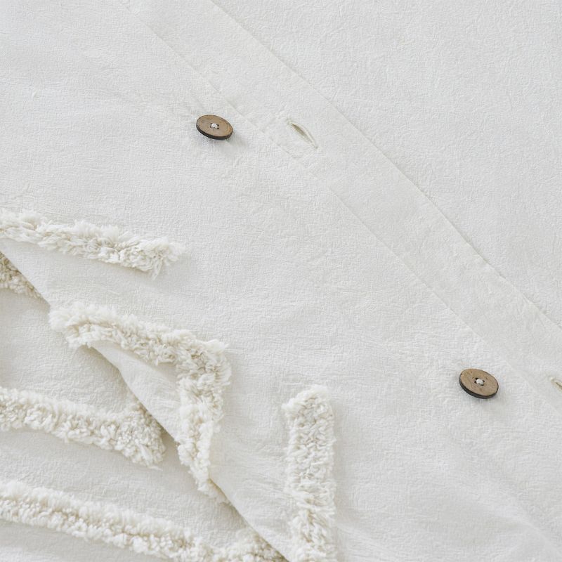 Textured Duvet Cover & Shams | 3 Piece Set Soft 100% Cotton | White Duvet Cover by California Design Den, 5 of 9