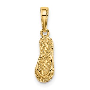 Black Bow Jewelry 14k Yellow Gold 3D Hawaii Flip Flop Sandal Pendant - 1 of 4