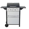 Dolonm 3-Burner Gas Grill: 25,650BTU w/Foldable Side Table, SS Warming Rack & Thermometer - Enamel Grids (Black) - 2 of 4