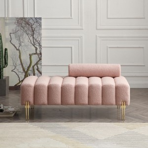 GDFStudio Hilda 53.2" Faux Shearling Upholstery Ottoman with Adjustable Backrest and Gold Metal Legs - 1 of 4
