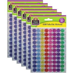 Teacher Created Resources - Mini Happy Face Sparkle Stickers Valu-Pak - Multi Color - 440 Per Pack - 6 Packs - 1 of 1