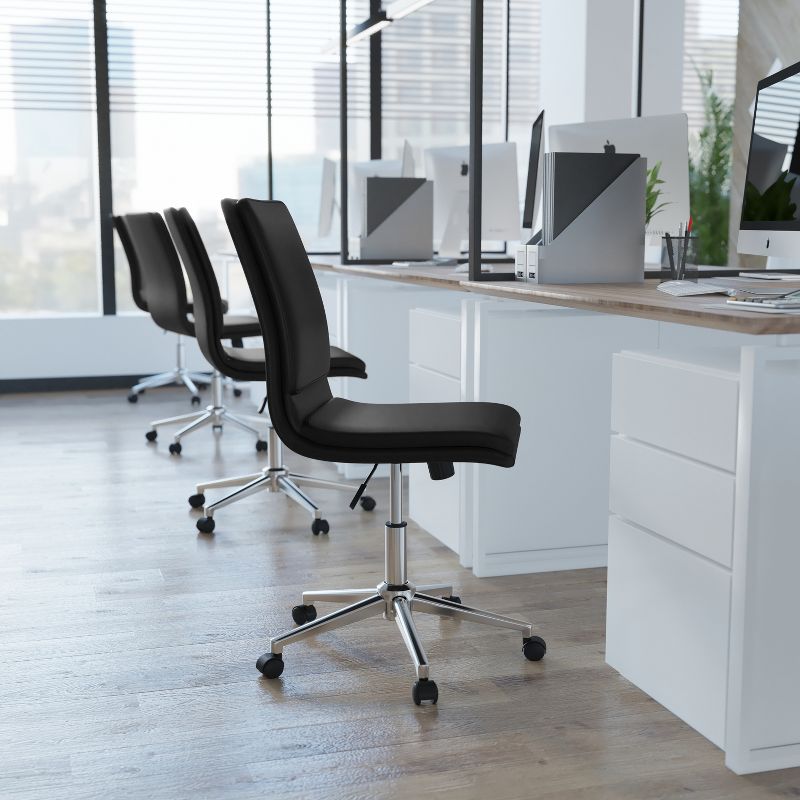 Flash Furniture Madigan Mid-Back Armless Swivel Task Office Chair with Upholstery and Adjustable Metal Base, 5 of 13