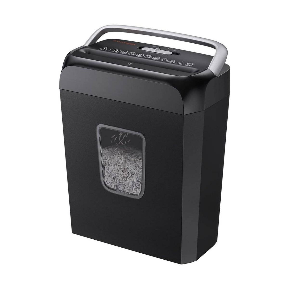 Bonsaii 6-Sheet Crosscut Paper and Credit Card Shredder for Home Office with Handle for Document, Mail, Staple, Clip, Black, 3.4 Gal Wastebasket