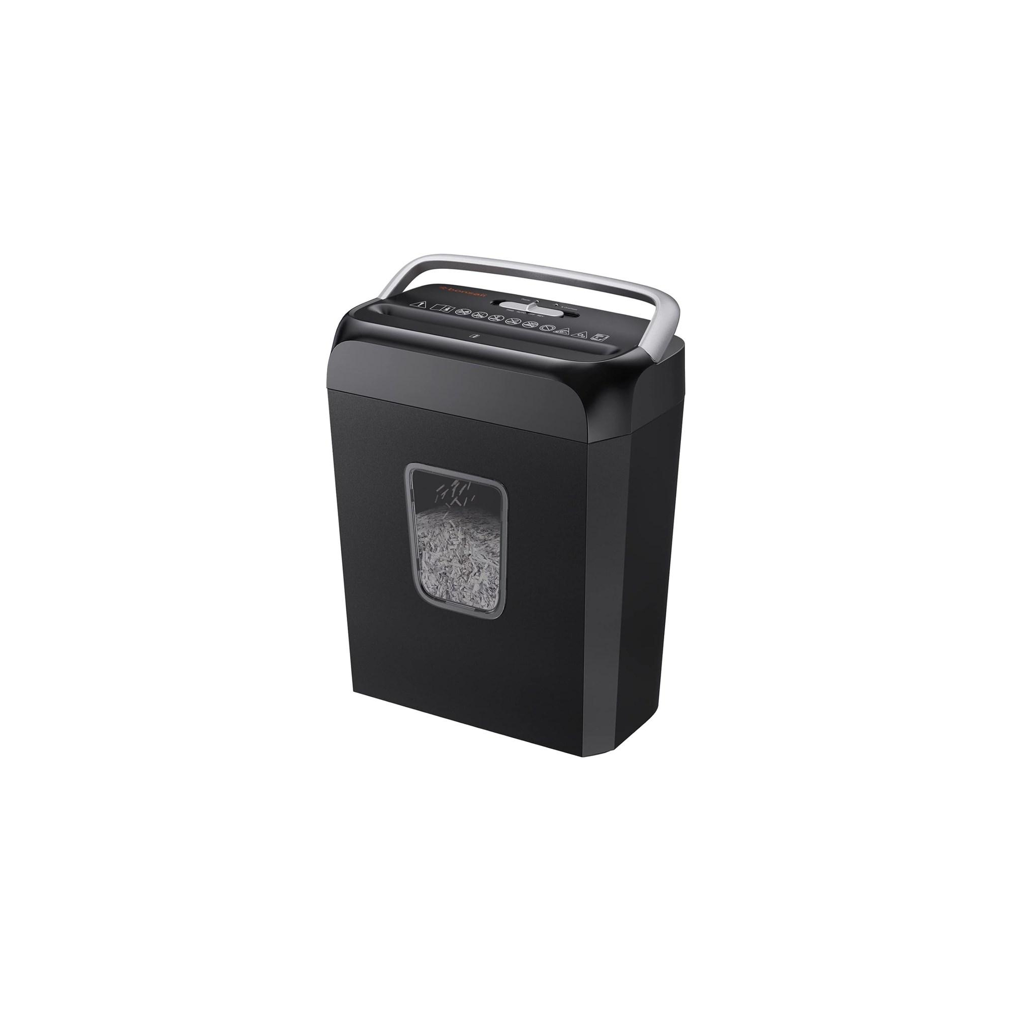 Bonsaii 6-Sheet Crosscut Paper and Credit Card Shredder for Home Office with Handle for Document, Mail, Staple, Clip, Black, 3.4 Gal Wastebasket