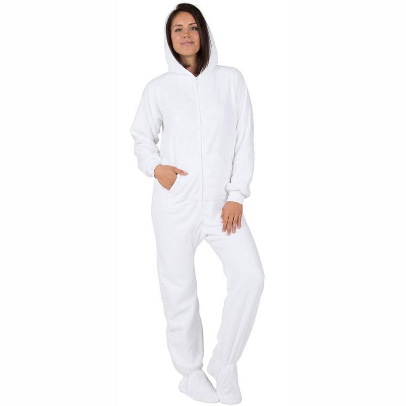 Footed Pajamas - In The Clouds Adult Hoodie Chenille Onesie, 3 of 5