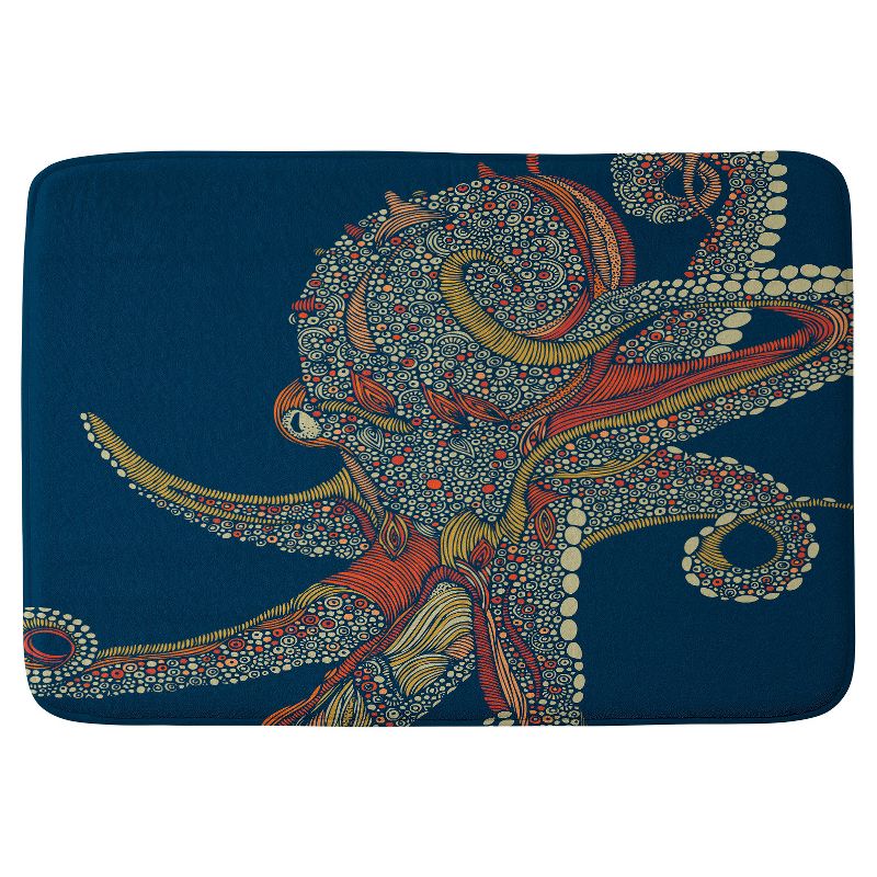 Valentina Ramos Azzuli Octopus Cushion Bath Mat (36&#34;x24&#34;) Blue - Deny Designs, 1 of 6