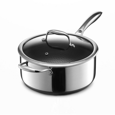 Hexclad 2 Quart Hybrid Stainless Steel Pot Saucepan With Glass Lid : Target