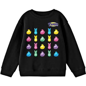 Peeps Colorful Chicks and Bunnies Youth Boy's Black Sweatshirt