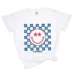 Simply Sage Market S.W.Smiley Patriotic Smiley Stars Garment Dyed Tee - 1 of 4