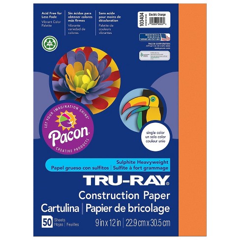 Pacon Tru-ray 9 X 12 Construction Paper Electric Orange 50 Sheets/pack  6/pack (pac103404) : Target