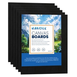 HANSILK  Black Canvases for Painting, Canvas Panels 8x10 inch, Pack of 6, 100% Cotton Acid-Free, Art Boards for Oil & Acrylic,Happy Mother's Day - 1 of 4