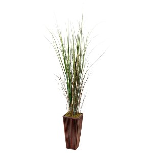 Nearly Natural 4.5-ft Bamboo Grass in Bamboo Planter - 1 of 1