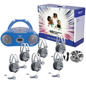 HamiltonBuhl 6 Person Listening Center with Bluetooth CD/Cassette/FM Boombox and Deluxe Over-Ear Headphones - 1 of 4