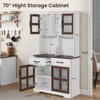 Gymojoy Kitchen Pantry Cabinet with Wine Glass Holder Microwave Stand Shelves for Dinning Room - 2 of 4