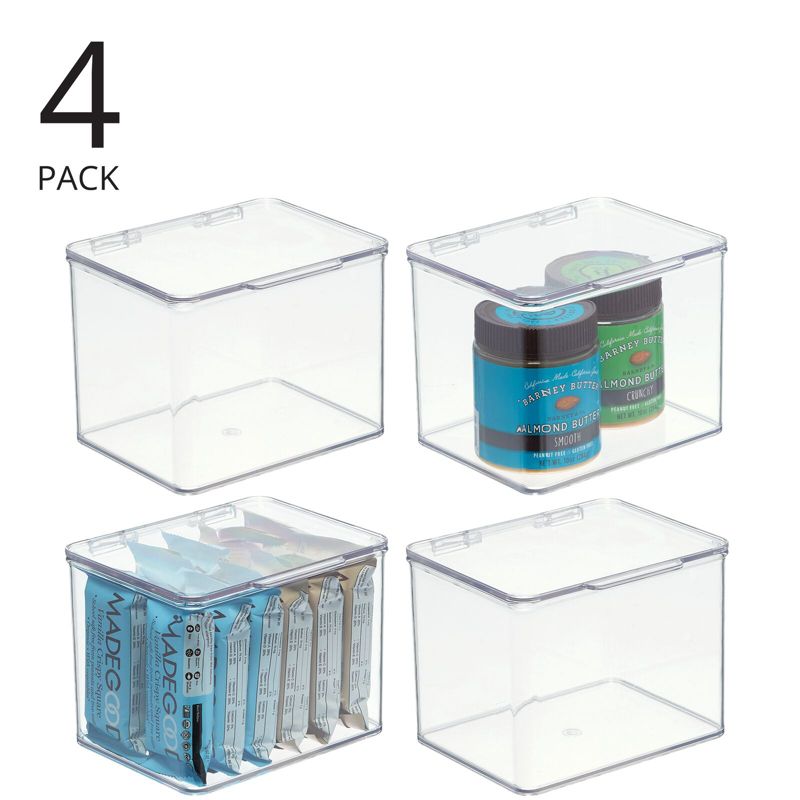 mDesign Kitchen Pantry/Fridge Storage Organizer Box - Hinge Lid, 4 Pack, 2 of 10
