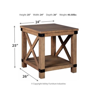 Aldwin Rectangular End Table Gray: Solid Pine Wood, Crossbuck Design ...