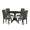 HomeStock 5 Piece Dining Set Round Dining Room Table with Dropleaf and 4 Dark Gotham Linen Fabric Upholstered Parson Chairs, 42x42 Inch, Black - 2 of 4