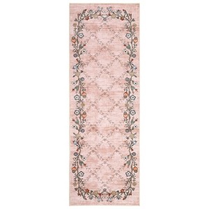 Washable Modern Floral Rug Non Slip Low Pile Rug Soft Contemporary Throw Floor Cover Foldable Indoor Carpet for Living Room Bedroom Playroom Nursery - 1 of 4