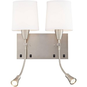 360 Lighting Aoife 17" High Brushed Nickel Double Wall Sconce with Reading Light - 1 of 1